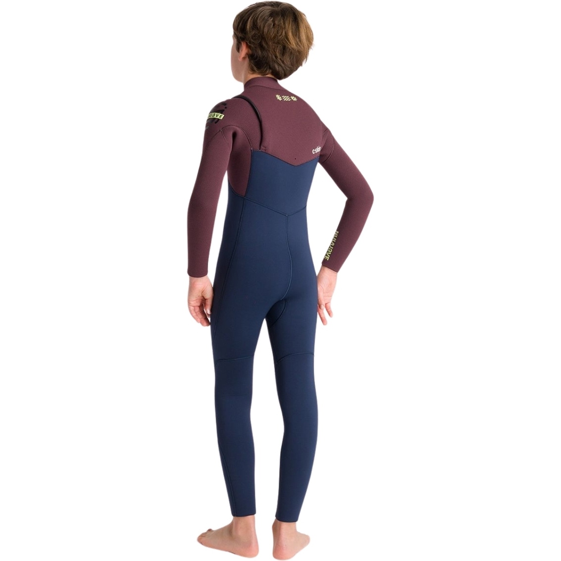 2025 C-Skins Junior NuWave Session 5/4mm Borst Ritssluiting Wetsuit C-NSE54JCZ - Bluestone / Rust X / Cool Green
